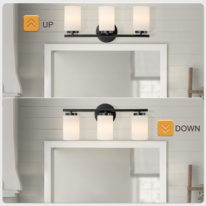 Latitude Run® Black Vintage Vanity Lighting Fixture, 3light Industrial